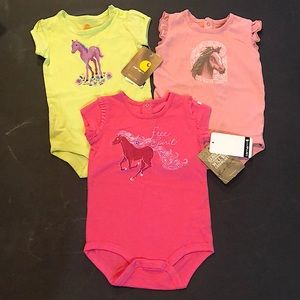 Carhartt 9 mos girls horse onesies lot of 3